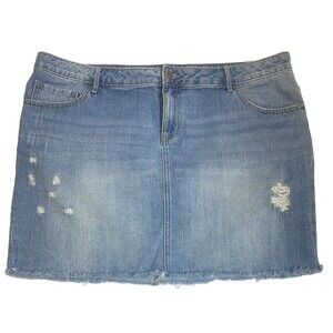 Melrose & Market Mini Skirt~18W~Distressed Ripped Denim~Cut-off Jeans Skirt~NICE